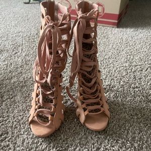 Salmon pink heels, barely worn
